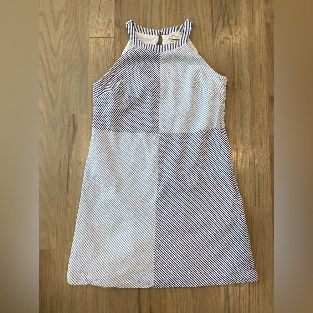 Vineyard Vines Women’s Seersucker Blue Block Square Dress—Size S